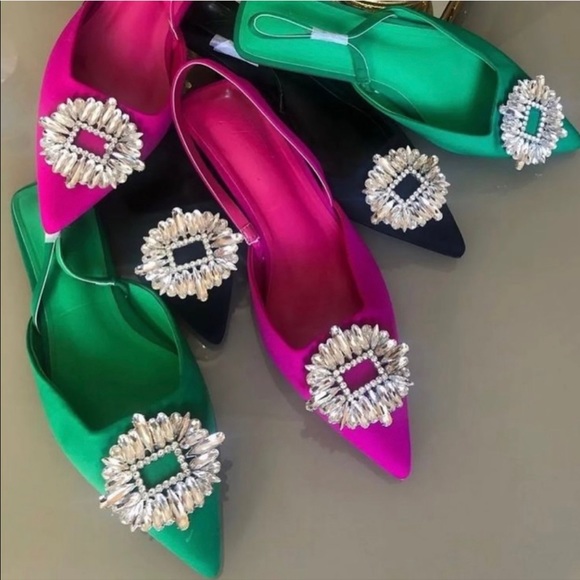 NWT Zara Shimmery Slingback Heels - Picture 9 of 10